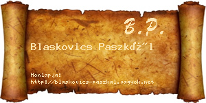 Blaskovics Paszkál névjegykártya